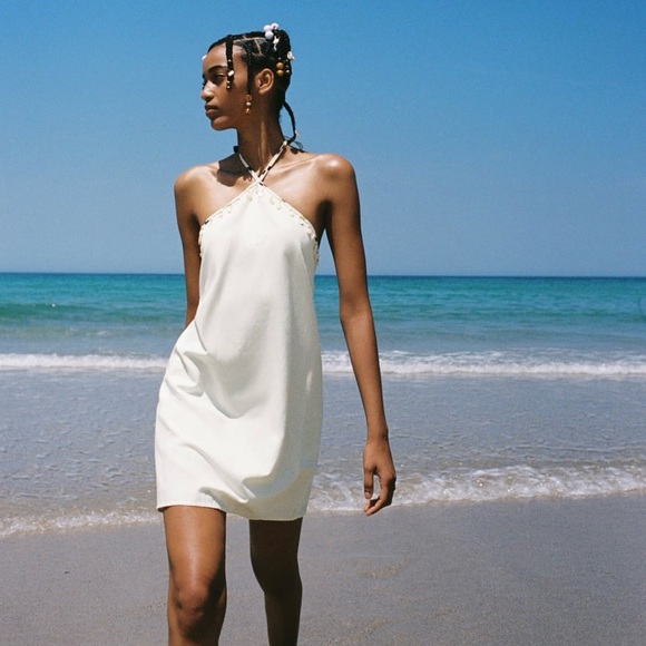 DRESS WITH LINEN WITH FANCY DETAILS - Picture 2 of 11